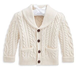 Ralph Lauren Aran Knit Cotton Wool Cardigan